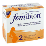 Femibion 维生素D3+DHA+400ug叶酸2段口服片  (不含碘） 孕期第13周到哺乳期）  2x60粒