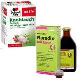 Salus Floradix mit Eisen 铁元 补铁补气补血抗疲劳 500ml  + Doppelherz  双心大蒜精胶囊270粒/盒