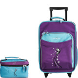 Kids Luggage and Toiletry Bag Set - Turquoise Butterfly