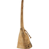 Front Zipper Buckle Decor Bucket Handbag Accented with Magnet and Drawstring Closure
