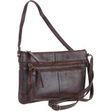 Genuine Leather Crossbody Bag With Front Two Zip Pockets