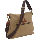 Casual Style Cotton Canvas Art Design Messenger Bag