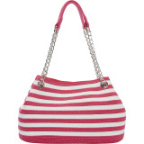 Paper Straw Stripe Chain Shoulder Bag