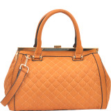 Quilted Barrel Satchel with Push-Up Closure