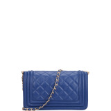 Quilted Crossbody Bag with Intertwined Leather Gold-Tone Chain Straps