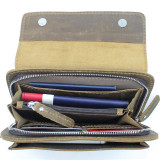 8.5" Large Leather Clutch Bag