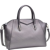 Faux Leather Weekender Satchel with Removable Strap