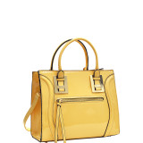 Structured Patent Faux Leather Satchel