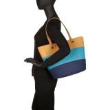 Paper Straw Color Block Tote