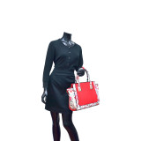 Floral Design Winged Saffiano Studded Satchel