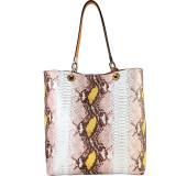 Animal Print Snap Closure Bag-in-Bag Shoulder Handbag