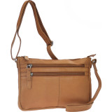 Soft Drum Dyed Leather 3 Zip Gusseted Crossbody Bag