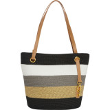 Paper Straw Lurex Stripe Small Tote