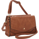 Fashion Double Flap Leather Convertible Shoulder Bag
