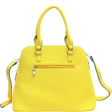 Round Padlock Zip Satchel with Shoulder Strap
