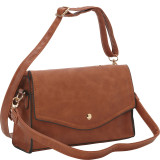 Fashion Double Flap Leather Convertible Shoulder Bag