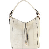 Faux Leather Zipper Closure Shoulder Handbag