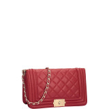 Quilted Crossbody Bag with Intertwined Leather Gold-Tone Chain Straps