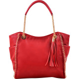 Faux Leather Chain Link Tote Bag