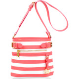 Saffiano Striped Buckled Crossbody Bag