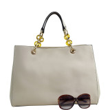 Saffiano Faux Leather Chain Strap Satchel