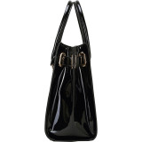 Patent Croco Embossed Faux Leather Belted Medium Tote