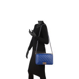 Quilted Crossbody Bag with Intertwined Leather Gold-Tone Chain Straps