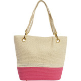 Paper Straw Metallic Stripe Colorblock Small Tote