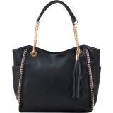 Faux Leather Chain Link Tote Bag