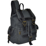 Canvas Backpack with Flap and 2 Side Pockets