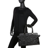 Black Leather Quilted Handbag
