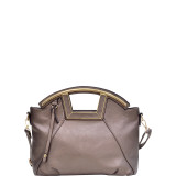 Soft Faux Leather Frame Handle Satchel