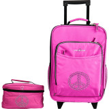 Kids Luggage and Toiletry Bag Set - Bling Rhinestone Peace