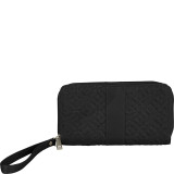 Signature Embroidered Double Zip Clutch Wallet