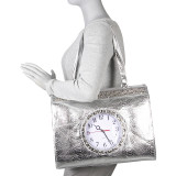 Metallic Tick Tock Tote Bag
