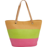Paper Straw Color Block Tote