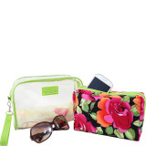 Tropicana Two Piece Cosmetic Bag Set with Wristlet