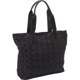 Leather Weave Tote with Black Canvas