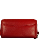 RFID Calf Double Zip Credit Card Wallet