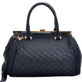 Quilted Barrel Satchel with Push-Up Closure