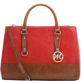 Kimberley Two-Tone Double Zipper Satchel