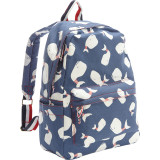 Screen Printed Whales On Cotton Laptop Backpack