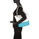 Paper Straw Metallic Stripe Colorblock Small Tote