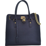 Large Saffiano Leather Tote with Chain Shoulder Strap