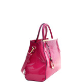 Patent Faux Leather Tote with Gold-Tone Accent