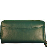 RFID Calf Double Zip Credit Card Wallet
