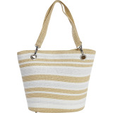 Paper Straw Metallic Stripe Small Tote