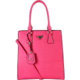Saffiano Multi-colored Faux Leather Structured Shopper Tote Handbag