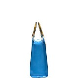 Wooden Handle Patent Leather Satchel