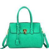 Kiss Lock Compartment Padlock Satchel with Shoulder Strap